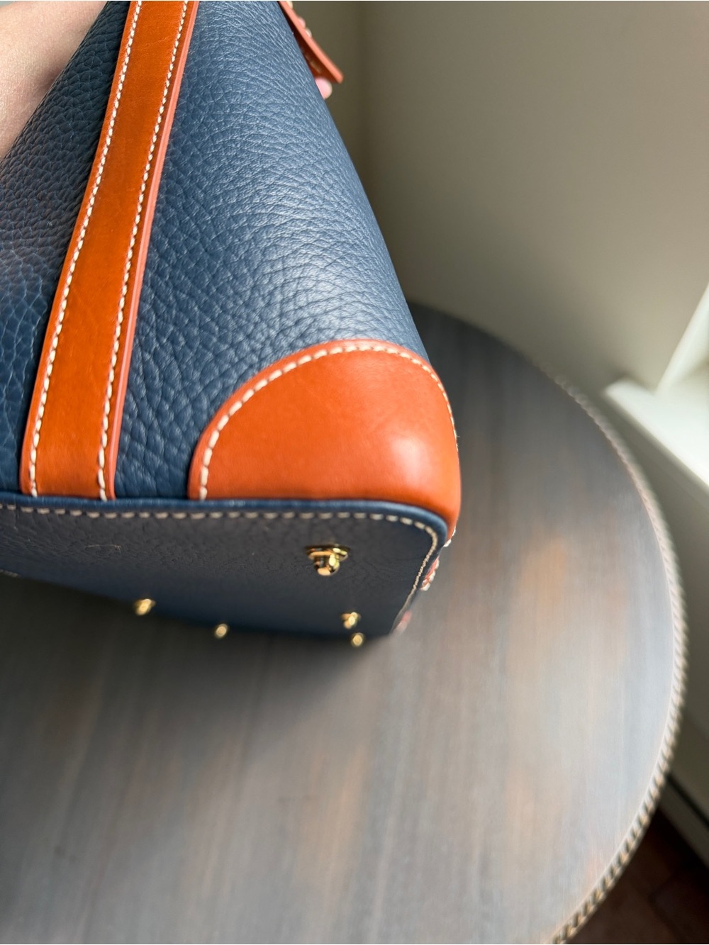 Dooney & Bourke Navy Blue Pebbled Leather Satchel 14.5” x 8.5” x 5.25” Pretty! - Picture 6 of 12